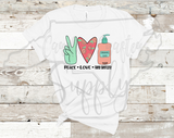 Peace Love Hand Sanitizer Sublimation Design