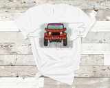 Red Jeep Sublimation Design