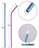 Rainbow Stainless Steel Reusable Straw - Straight or Bent style