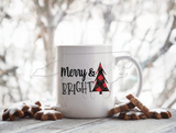 Christmas Sublimation Design - Buffalo Plaid Christmas PNG Merry & Bright Shirt Design Christmas Mug Design Christmas Shirt Design