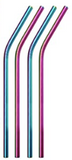 Rainbow Stainless Steel Reusable Straw - Straight or Bent style